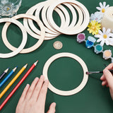 Unfinished Wooden Pieces Rings Shape, Circle Ornaments, Blank Wooden Slices for Painting Arts, Pyrography, Home Decor, Antique White, 125x2.5mm, Inner Diameter: 100mm