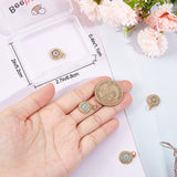 6Pcs 3 Colors Brass Micro Pave Cubic Zirconia Charms, with Enamel, Long-Lasting Plated, Flat Round with Evil Eye Charm, Real 18K Gold Plated, 15x12.5x3.5mm, Hole: 3.6mm, 2pcs/color