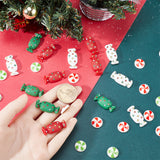 70Pcs 5 Styles Christmas Opaque Resin Cabochons, Candy & Half Round, Mixed Color, 13.5~14.5x14.5~30.5x4.5~7mm, 14pcs/style