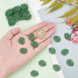 Baking Painted Alloy Pendants, Tropical Leaf Charms, for DIY Accessories, Lead Free & Cadmium Free, Monstera Leaf, Medium Sea Green, 21x17x1mm, Hole: 1.6mm, 50pcs/box