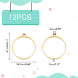 12Pcs 304 Stainless Steel Open Back Bezel Pendants, Ring Charms, for Epoxy Resin Crafts, Golden, 27.5x24.5x3mm, Hole: 1.8mm