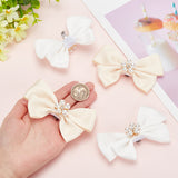 2 Pairs 2 Colors Polyester Bowknot Bridal Shoe Decoration, with ABS Plastic Imitation Pearl & Glass Rhinestone, Alloy Shoe Buckle Clips, Mixed Color, 64~74x104~108x22~26mm, 1 pair/style