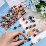 80Pcs 8 Colors Handmade Porcelain Beads, Fancy Antique Glazed Porcelain, Round, Mixed Color, 11mm, Hole: 2mm