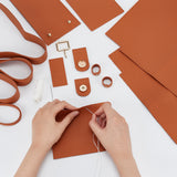DIY Imitation Leather Handbag Making Kit, Including Bag Straps, Needle, Thread, Alloy Clasps, Saddle Brown, 362x232x1.5mm, Hole: 1.2mm