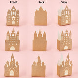 Castle Shape Paper Glitter Candy Boxes, for Wedding Party Gift Box, Gold, 8.9x5x14.7cm, 12pcs/set