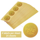 Self Adhesive Gold Foil Embossed Stickers, Medal Decoration Sticker, Tree of Life, 5x5cm