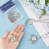 DIY Snap Necklace Making Kit, Including Moon & Eye & Tree Alloy Hang Snap Base Big Pendants, 304 Stainless Steel Cable Chains Necklaces, Platinum & Stainless Steel Color, 8Pcs/box