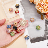 12Pcs 6 Colors Glass Rhinestone Clay Pave Beads, with Golden Brass Finding, Round, Mixed Color, 17mm, Hole: 1mm, 2pcs/color
