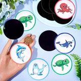 Round Dot PVC Potty Training Toilet Color Changing Stickers, Reusable Potty Targets Color Changing Pee Target for Kid Training, Sea Animal, 70x0.3mm