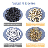 240Pcs 3 Style Opaque & Frosted Linking Rings, with Acrylic & CCB Plastic, Oval, Mixed Color, 240pcs/bag