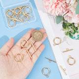 12Pcs 304 Stainless Steel Toggle Clasps, Round Ring, Real 18K Gold Plated, Ring: 23x18x2.5mm, Hole: 3mm, Bar: 25x7.5x2.5mm, Hole: 3mm