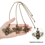 Tibetan Style Zinc Alloy Ceiling Fan Pull Chain Extenders, Bee Shape Pendant Decoration, with Iron Ball Chains, Bead Tips, Antique Bronze, 351~365mm, 6pcs/box