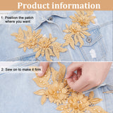 Polyester Embroidered Floral Lace Collar, Neckline Trim Clothes Sewing Applique Edge, with ABS Plastic Imitation Pearl, Goldenrod, 180x360x6mm
