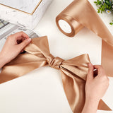 Flat Satin Single Face Ribbon, Polyester Ribbon, for Party Decoration, Champagne Gold, 4 inch(100mm), about 24.06 Yards(22m)/Roll