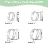16Pcs 4 Size 201 Stainless Steel Plain Band Rings for Men Women, Matte Stainless Steel Color, US Size 10 3/4~14(20.3~23mm), 4Pcs/size