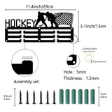 Sports Theme Iron Medal Hanger Holder Display Wall Rack, 3-Line, with Screws, Hockey, Sports, 130x290mm