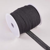 Flat Nylon Elastic Cord, For Hair Tie Making, Black, 15mm, about 30m/roll