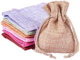 Burlap Packing Pouches, Drawstring Bags, Rectangle, Mixed Color, 9x7cm, 15pcs/set