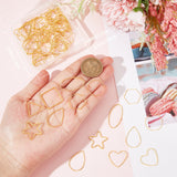 80Pcs 8 Styles Brass Linking Rings, Star & Round Ring & Teardrop & Triangle & Square & Heart & Oval & Hexagon, Golden, 17.5~30x16~21.5x0.8~1mm, 10pcs/style