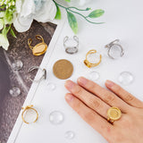 DIY Blank Dome Finger Ring Making Kit, Including 201 Stainless Steel Flat Round Cuff Pad Ring Settings, Glass Cabochons, Golden & Stainless Steel Color, 16Pcs/box