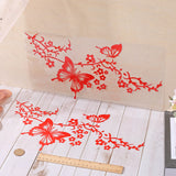 PVC Reflective Car Stickers, Waterproof Self-Adhesive Flower Butterfly Decals for Car Decoration, Red, 400x205x0.1mm