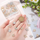 60Pcs 2 Colors Alloy Pendants, with Crystal Rhinestones, Cadmium Free & Lead Free, Clover, for Saint Patrick Theme, Platinum & Light Gold, 15x12x2.5mm, Hole: 1.8mm, 30Pcs/color