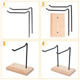 1-Tier 2-Row Wood Jewelry Display Stands, with Electrophoresis Black Tone Iron Findings, for Earrings, Bracelet, Keychain Organizer, BurlyWood, Finish Product: 16.5x13x16.5cm, about 3pcs/set