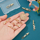 8Pcs 4 Styles Rack Plating Brass Clear Cubic Zirconia Watch Band Clasps, Cadmium Free & Lead Free, Long-Lasting Plated, Leaf & Bowknot, Golden, 32~34x5.5~8x4mm, Hole: 3~4mm, 2pcs/style