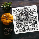 PET Hollow Out Drawing Painting Stencils, for DIY Scrapbook, Photo Album, Mushroom Pattern, 30x30cm