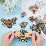 7Pcs 7 Style Resin & Rhinestone Garment Accessores, Sew on Beading Patches, Appliques, Badges, with Felt Base, for Clothes, Dress, Bees, Mixed Color, 48~102x37~95x5.5~10.5mm, 1pc/style