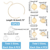 DIY Blank Dome Bracelet Making Kit, Including Stainless Steel Cable Chain Slider Bracelet & Cabochon Connector Settings, Glass Cabochons, Golden, 42Pcs/box