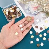 150Pcs 5 Colors Brass Stamping Blank Tag Charms, Nickel Free, Flat Round, Mixed Color, 12x0.25mm, Hole: 4mm, 30pcs/color