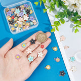 90Pcs 15 Style Alloy Enamel Charms, Cadmium Free & Nickel Free & Lead Free, Golden, Flower Charm, Mixed Color, 12~16x9~14x1.5~2.4mm, Hole: 1.4~1.6mm, 6pcs/style