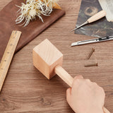 Beechwood Leathercraft Mallet, for DIY Stamping Cowhide Tool, Hammer Leather Craft Tools Carving, BurlyWood, 24.3x8.5x4.5cm