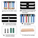 Fashion Wood Medal Hanger Holder, 2 Line Display Wall Rack, with Screws & Anchor Plug, Swimming Pattern, 150x400x7mm, Hole: 5mm