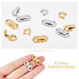 8 Sets 2 Colors 304 Stainless Steel Fold Over Clasps, Oval, Mixed Color, 19x9x3mm, Hole: 2x3.5mm, 4 Sets/color