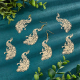 304 Stainless Steel Big Pendants, Etched Metal Embellishments, Peacock, Real 18K Gold Plated, 57.78x28x0.3mm, Hole: 1.4mm, 16pcs/box