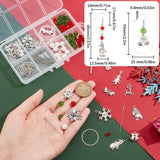 DIY Christmas Theme Earring Making Kit, Including Glass Pearl & Bicone Beads, Brass Earring Hooks, Reindeer & Bell & Snowflake & Candy Cane Alloy Links & Pendants, Mixed Color, 144Pcs/box