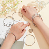 8Pcs 304 Stainless Steel Thin Wrap Bangle for Women, Stainless Steel Color, Inner Diameter: 2-1/2 inch(6.5cm)