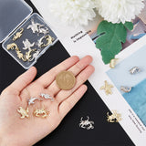 20Pcs 10 Style Rack Plating Alloy Charms, Cadmium Free & Lead Free, Crab & Sea Horse & Whale & Sea Turtle & Dolphin, Platinum & Light Gold, 9~21x8.5~19x4~6mm, Hole: 1.5~1.8mm, 2pcs/style