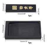 1Pc Rectangle Natural Stone Inkstone, for Grinding Ink, with 1Pc Ink Block, Black, 12x6.5x1.6cm