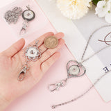 DIY Flower & Heart Snap Button Office Lanyard Making Kit, Including 3Pcs Alloy Snap Pendant Making, 3Pcs 304 Stainless Steel Cable Chains Necklaces with Clasps, Platinum & Stainless Steel Color, 749mm