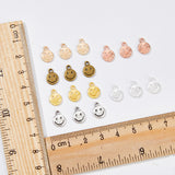 180Pcs 6 Colors Alloy Charms, Flat Round with Smiling Face Charm, Mixed Color, 10x7x1.5mm, Hole: 1.4mm, 30pcs/color
