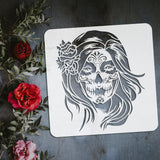 PET Hollow Out Drawing Painting Stencils, for DIY Scrapbook, Photo Album, Skull, 30x30cm