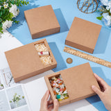 Kraft Paper Storage Gift Drawer Boxes, Gift Packaging Case for Wedding Party Supplies, BurlyWood, Square, 12x12x4cm, Inner Diameter: 10x10cm