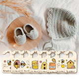 Wood Baby Closet Size Dividers, Baby Clothes Organizers, from Newborn to Toddler, Bees Pattern, 100x180x2.5mm, 10pcs/set