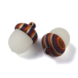 4Pcs Acorn Box Synthetic Luminous Stone Pendants, with Colorful Wooden Screwed Cap, for Small Favors Storage, 30x21mm, Hole: 1.6mm, Inner Diameter: 14x15mm