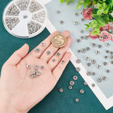 150Pcs 6 Style Tibetan Style Alloy Beads, Flat Round & Round & Disc, Antique Silver, 6~8.5x6~8.5x3~4.5mm, Hole: 1~1.8mm, 150pcs/box