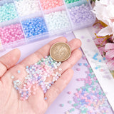 150G 15 Colors Transparent Frosted Glass Round Seed Beads, Mixed Color, 3x2mm, Hole: 1mm, 10g/color