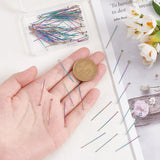 90Pcs 3 Styles 304 Stainless Steel Pins Set, Ball Head Pins & Flat Head Pins & Eye Pins, Rainbow Color, 30x0.6mm, 22 Gauge, Head: 1.4~1.9mm, 30pcs/styles